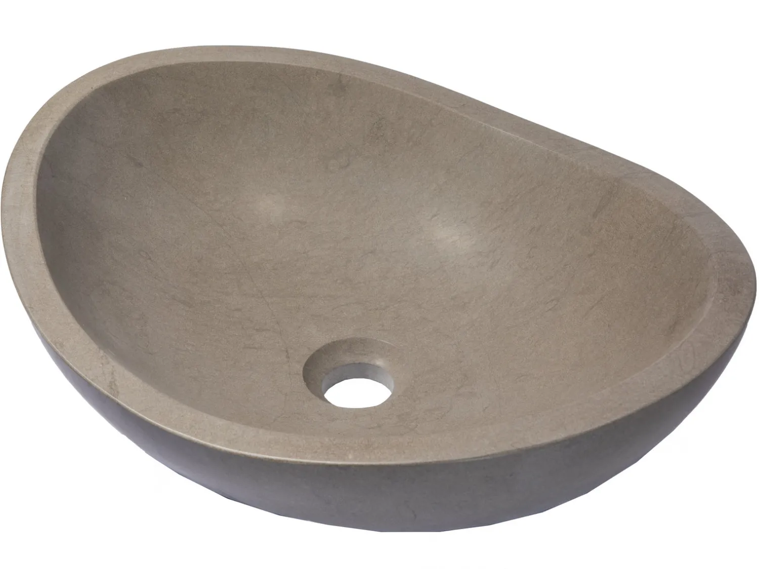 Hot Stone Canoe Sink in Honed Molly Grey Marble Above Counter / Vessel Sinks
