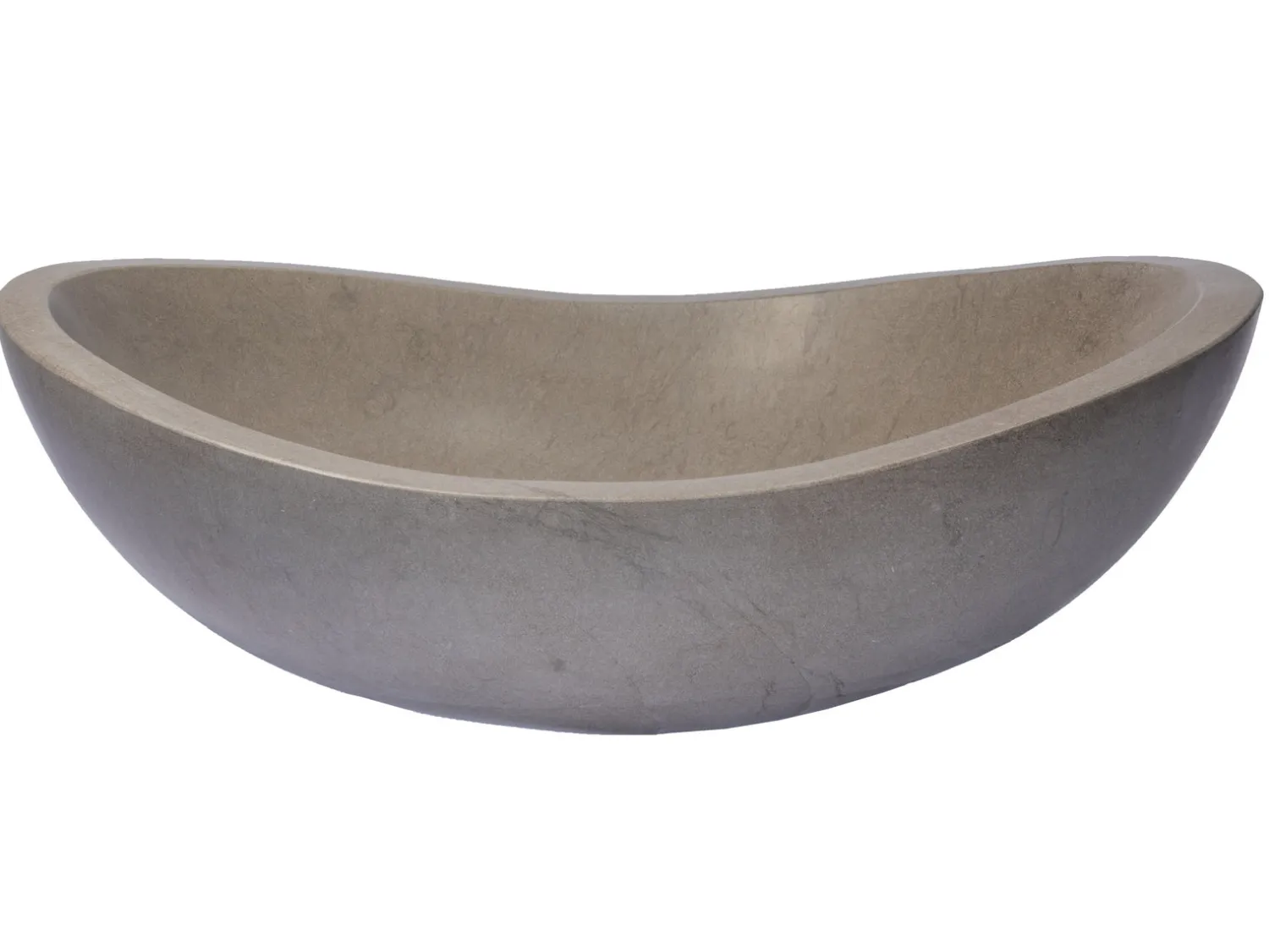 Hot Stone Canoe Sink in Honed Molly Grey Marble Above Counter / Vessel Sinks