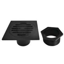 Best Symmetric 4" Brass Square Grid Shower Drain with Flange and Hair Trap Shower Drains