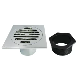 Best Symmetric 4" Brass Square Grid Shower Drain with Flange and Hair Trap Shower Drains