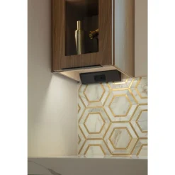 Tamper Resistant Angle Under Cabinet Outlet Power Strip | Satin Nickel Finish Power Strips