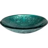 Discount Teal Glass Vessel Sink With Embossed Pattern Above Counter / Vessel Sinks
