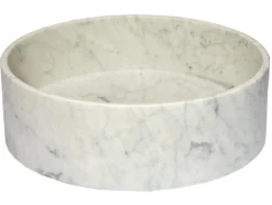 Hot Thin Lip Round Carrara Marble Column Vessel Sink Above Counter / Vessel Sinks