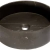 Outlet Thin Lip Round Nero Marquino Marble Column Vessel Sink Above Counter / Vessel Sinks