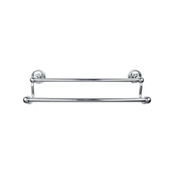 Sale Edwardian Double Bath Towel Bar - Ribbon Backplate Top Knobs|Towel Bars