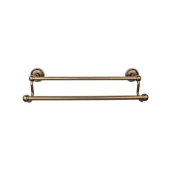 Sale Edwardian Double Bath Towel Bar - Ribbon Backplate Top Knobs|Towel Bars