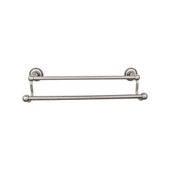 New Edwardian Double Bath Towel Bar - Beaded Backplate Top Knobs|Towel Bars