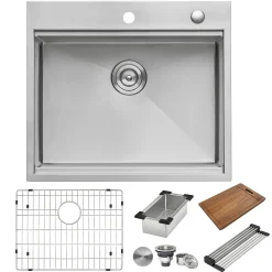 Best Top Mount 25x22 Workstation Kitchen Sink With Accessories Drop-In / Top Mount Sinks|Stainless Steel Sinks