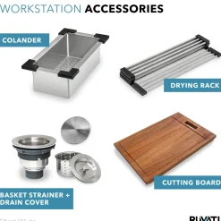 Best Top Mount 25x22 Workstation Kitchen Sink With Accessories Drop-In / Top Mount Sinks|Stainless Steel Sinks