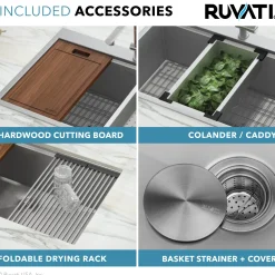Best Top Mount 25x22 Workstation Kitchen Sink With Accessories Drop-In / Top Mount Sinks|Stainless Steel Sinks
