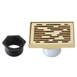 Best Transit 4" Brass Square Grid Shower Drain with Flange and Hair Trap Shower Drains