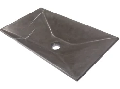 Ultra Modern Rectangular Vessel Sink in Honed Pietra Grey Marble Above Counter / Vessel Sinks