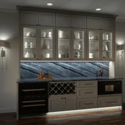 Under Cabinet Power Strip with High-Output LED Light in Black Power Strips|Cabinet Lighting