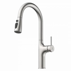 Clearance Arched Pull-Down Kitchen Faucet in Brushed Nickel Single Hole