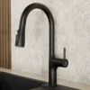 Hot Arched Pull-Down Kitchen Faucet in Matte Black Single Hole