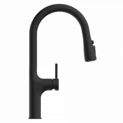 Hot Arched Pull-Down Kitchen Faucet in Matte Black Single Hole