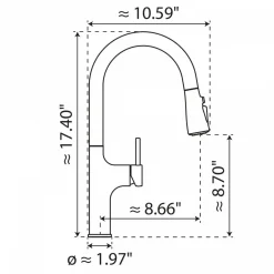 Hot Arched Pull-Down Kitchen Faucet in Matte Black Single Hole