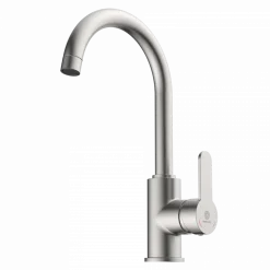 Outlet Curved Bar Faucet in Brushed Nickel Single Hole