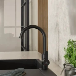 Clearance Curved Bar Faucet in Matte Black Single Hole