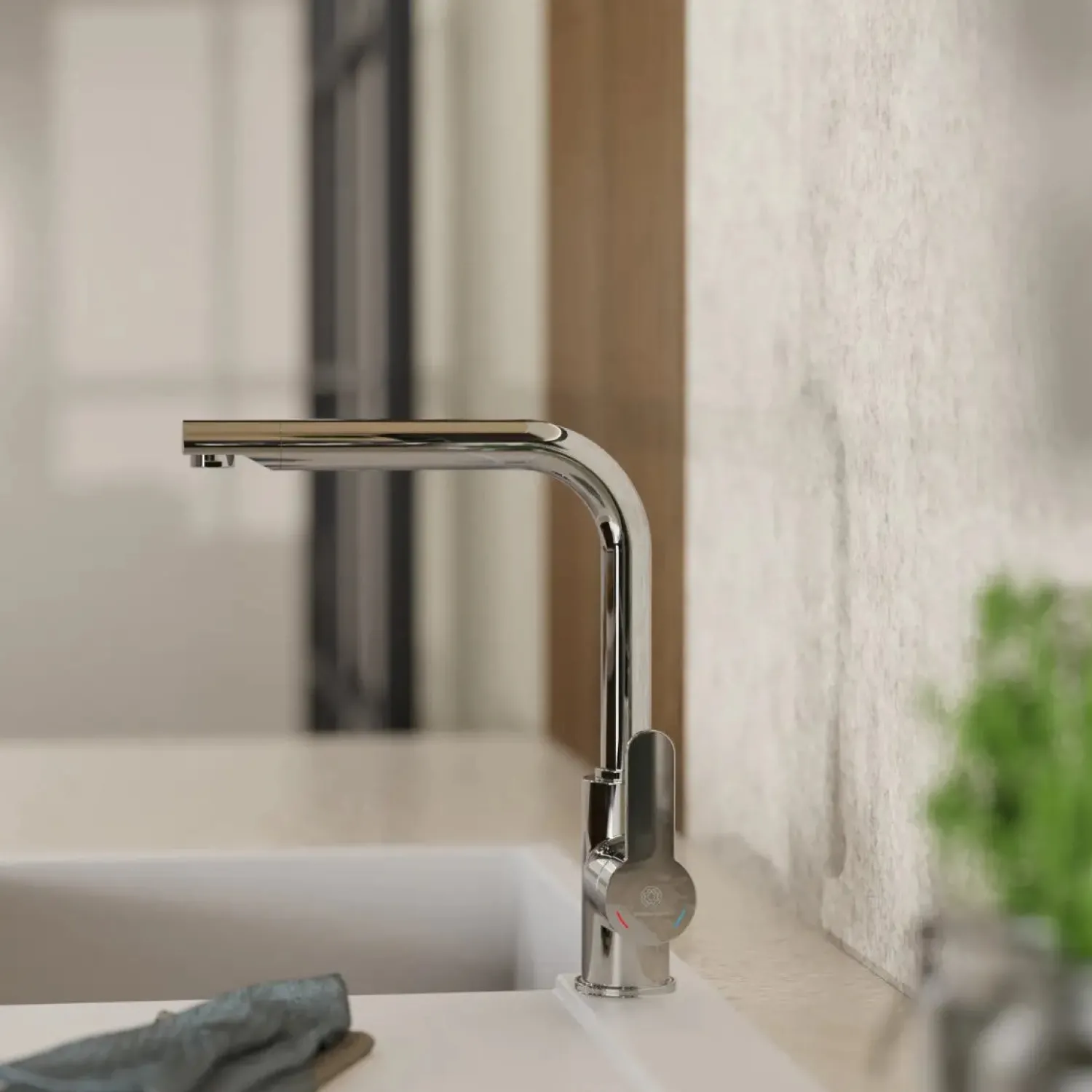 Discount Felis Single Hole Straight Kitchen Faucet in Chrome Single Hole