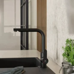 Hot Felis Single Hole Straight Kitchen Faucet in Matte Black Single Hole