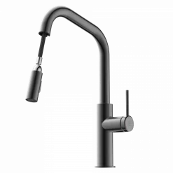Clearance Kitchen Faucet with Angled Spout Pull-Down Sprayer in Matte Graphite Single Hole