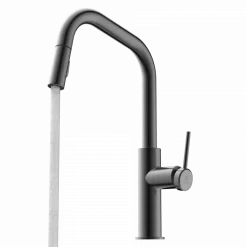 Clearance Kitchen Faucet with Angled Spout Pull-Down Sprayer in Matte Graphite Single Hole