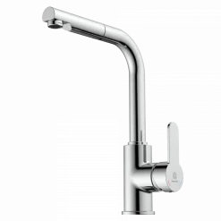 Hot Kitchen Faucet with Pull-Out Straight Spout in Chrome Single Hole