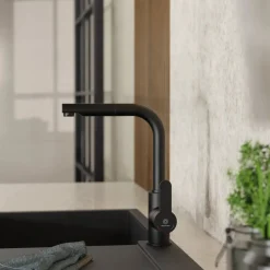 Online Kitchen Faucet with Pull-Out Straight Spout in Matte Black Single Hole