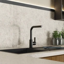 Online Kitchen Faucet with Pull-Out Straight Spout in Matte Black Single Hole