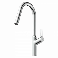 Discount Kitchen Faucet with Curved Spout in Chrome Single Hole