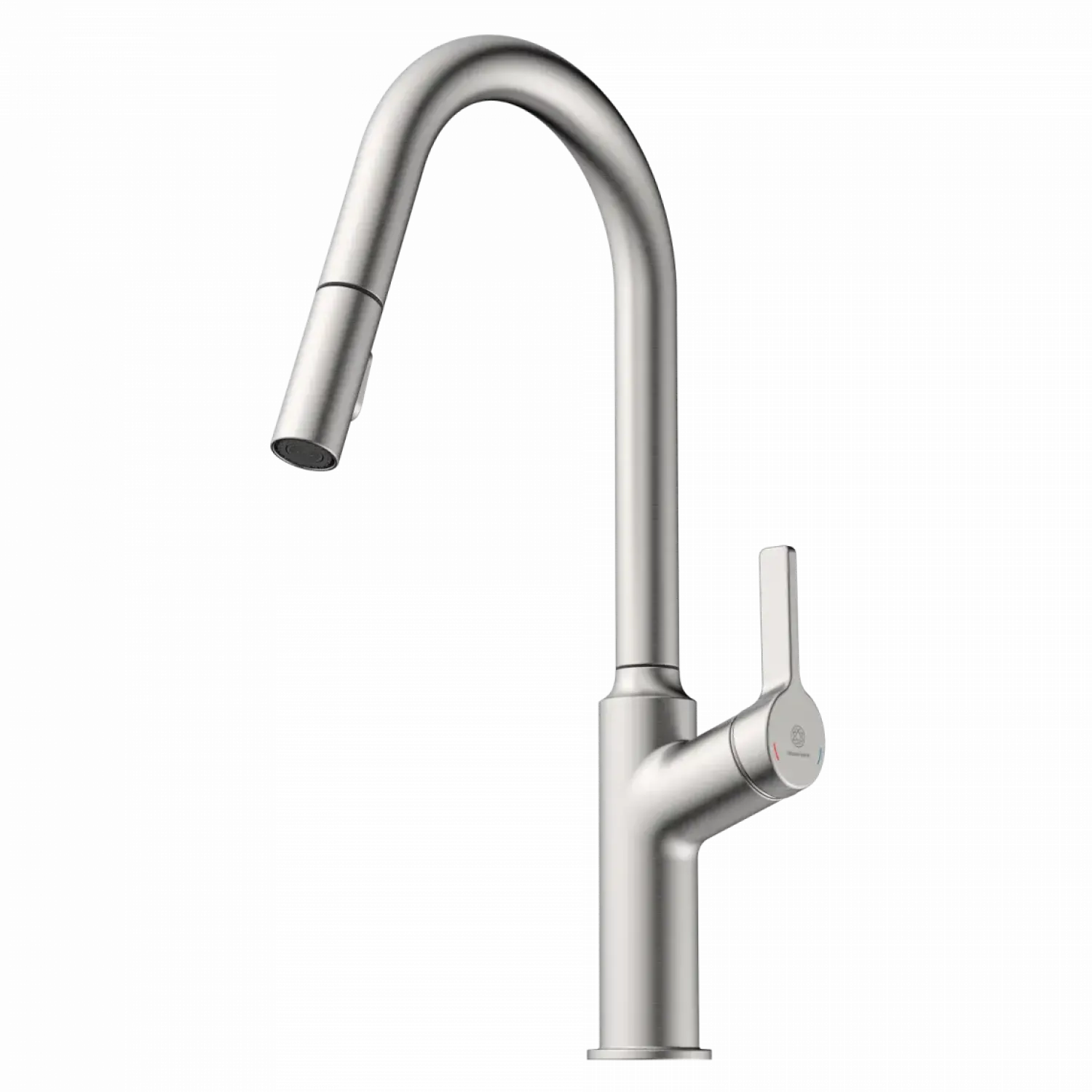 Outlet Kitchen Faucet with Curved Spout in Brushed Nickel Single Hole