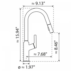Kitchen Faucet with Curved Spout in Brushed Gold Single Hole