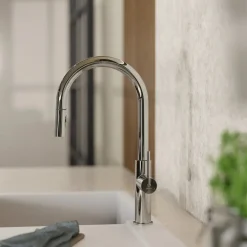 Clearance Kitchen Faucet with Arch Pull-Down Spout in Chrome Single Hole