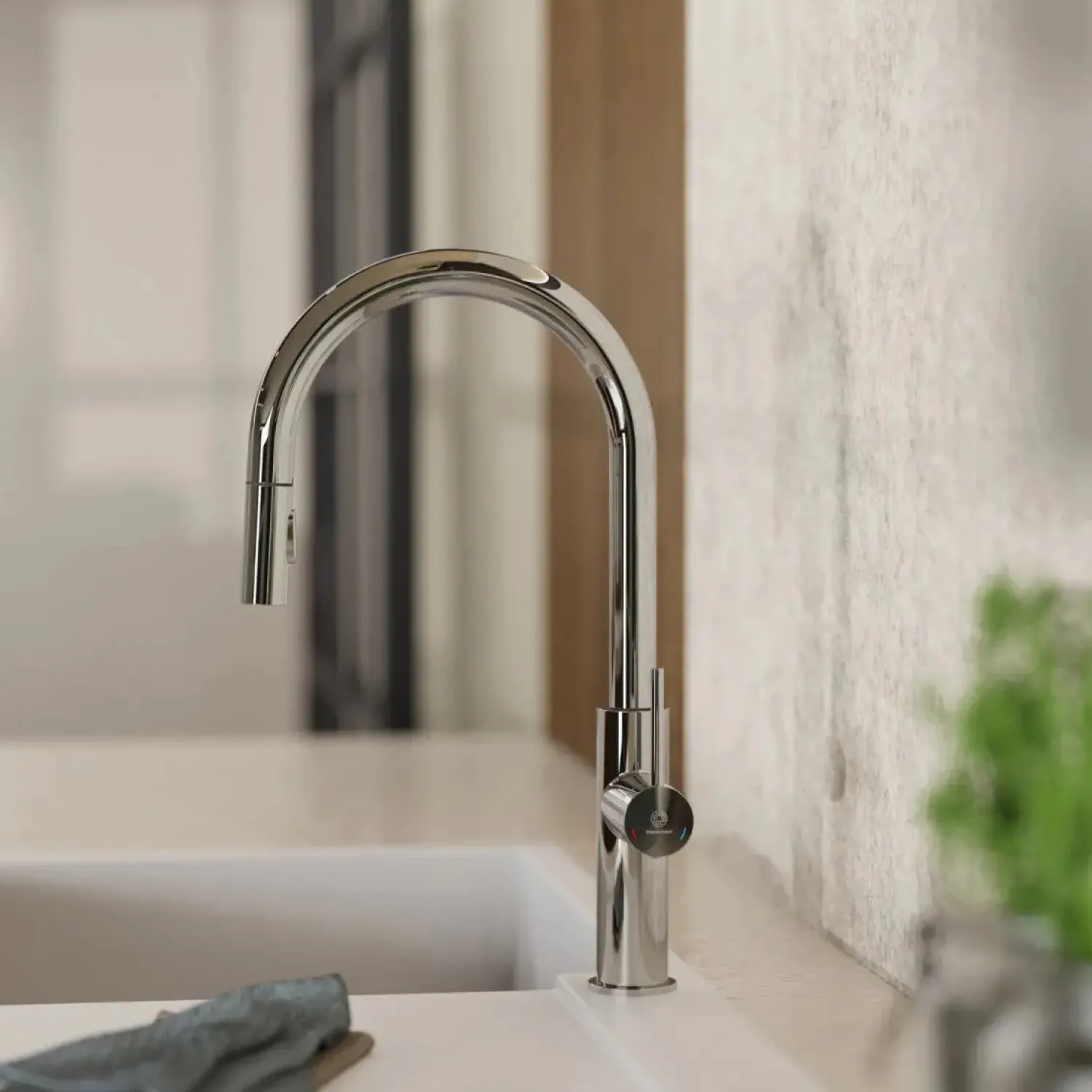 Clearance Kitchen Faucet with Arch Pull-Down Spout in Chrome Single Hole