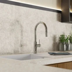 Clearance Kitchen Faucet with Arch Pull-Down Spout in Chrome Single Hole