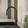 Discount Kitchen Faucet with Arch Pull-Down Spout in Matte Black Single Hole