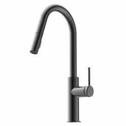 Clearance Kitchen Faucet with Curved Pull-Down Spout in Matte Graphite Single Hole