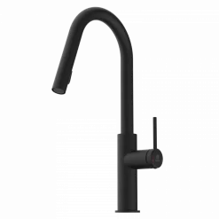 Kitchen Faucet with Curved Pull-Down Spout in Matte Black Single Hole