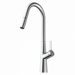 Online Kitchen Faucet with Curved Spout Pull-Down Sprayer in Chrome Single Hole
