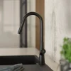 Hot Kitchen Faucet with Curved Spout in Matte Black Single Hole