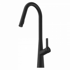 Hot Kitchen Faucet with Curved Spout in Matte Black Single Hole