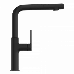 Discount Kitchen Faucet with Straight Pull-Out Spout in Matte Black Single Hole