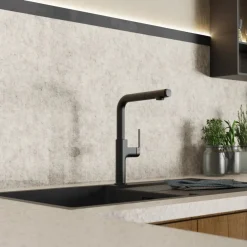 Discount Kitchen Faucet with Straight Pull-Out Spout in Matte Black Single Hole