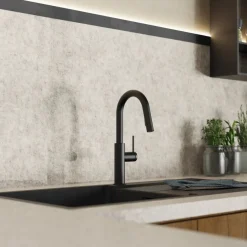 Hot Pull-Down Kitchen Prep Faucet in Matte Black Single Hole|Bar Faucets