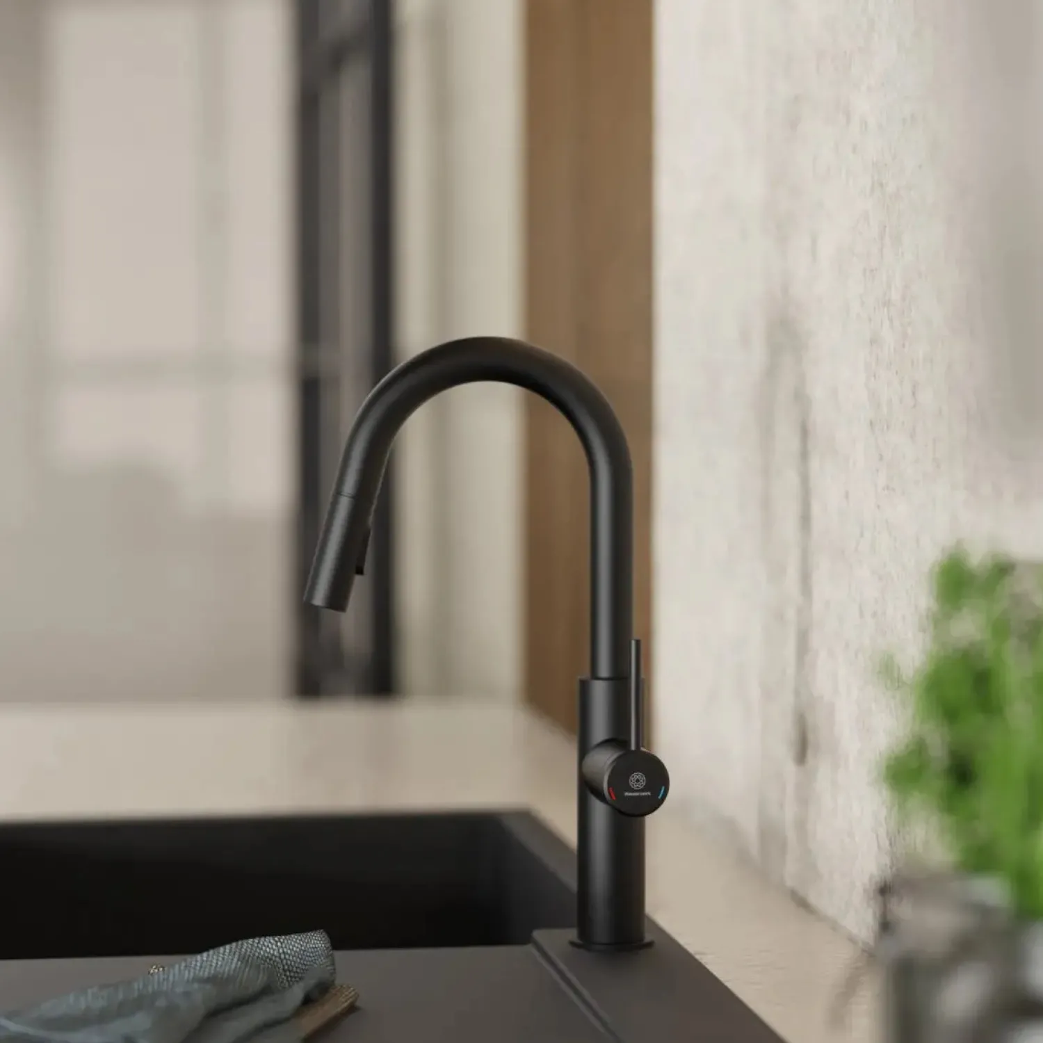Hot Pull-Down Kitchen Prep Faucet in Matte Black Single Hole|Bar Faucets