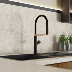 Best Single Hole Pull Down Kitchen Faucet | Matte Black & Rose Gold Single Hole