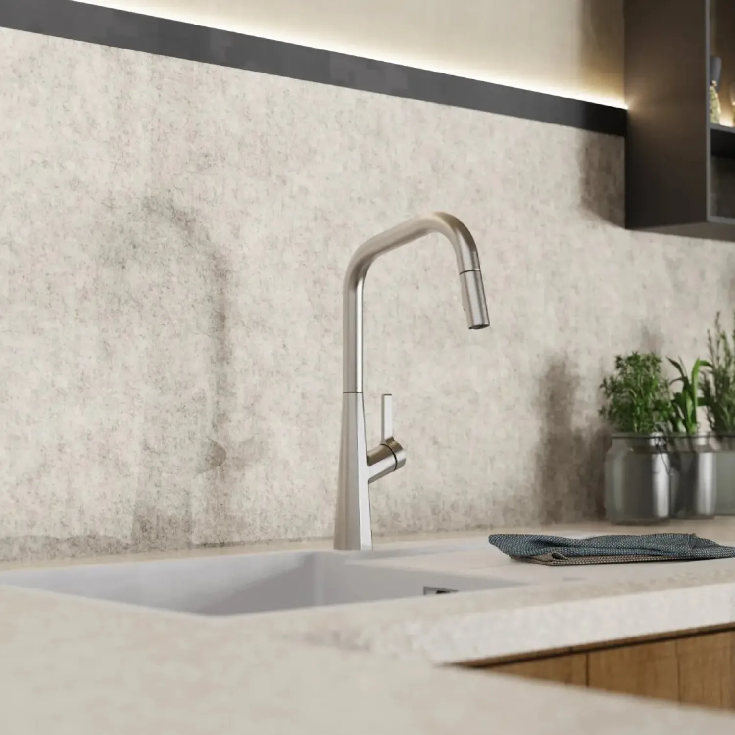 New Single Hole Pull Down Kitchen Faucet in Brushed Nickel Single Hole