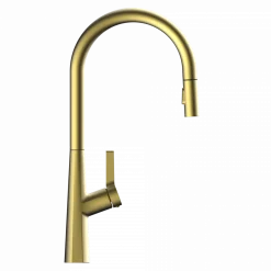 Hot Single Hole Pull Down Kitchen Faucet in Brushed Gold Single Hole