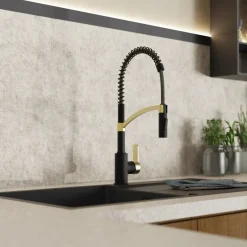Best Single Hole Pull Down Kitchen Faucet | Matte Black & Brushed Gold Single Hole
